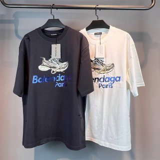 バレンシアガ ロゴ Tシャツ 本物 ユニセックス 2色 baa00405