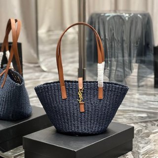 サンローラン 本物 パニエ ミディアムクロシェラフィア トートバッグ San00360