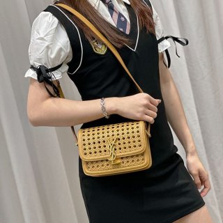サンローラン ソルフェリーノ box 本物 ウィッカー ショルダーバッグ Sac07398