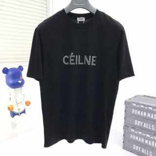 【日本未発売】セリーヌ ルーズ Tシャツ 本物 コットン ブラック Cej89712