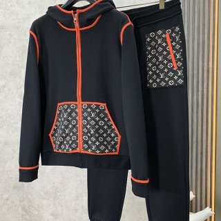 ルイヴィトン プリントフーディ パーカー 本物 上下セット vum20735