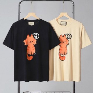 目を惹くカラー グッチ プリント コットン Tシャツ 本物 gua50728