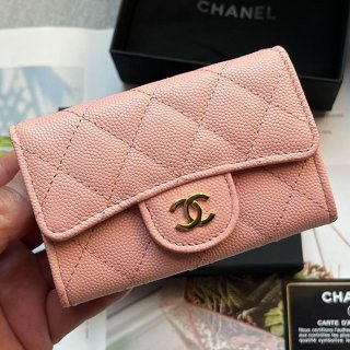 高品質シャネル ミニ財布 キャビア 本物 ライトゴールド金具 shn02147