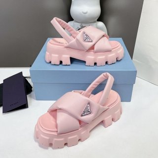 希少プラダ 本物 モノリス パデッド ナッパレザーサンダル pub36997