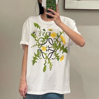 ロエべ アナグラム コットン フラワー ティー刺しゅう Tシャツ 本物 H526Y22X70