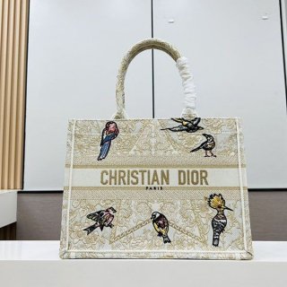 ディオール Large 刺繍入り トートバッグ 本物 ブックトート deu27040