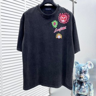 【個性的×ハイセンス】LV×YK 本物 エンブロイダードフェイスTシャツ vux58778