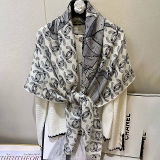 可愛い シャネル カシミヤシルク スカーフ 本物ストール shi62740