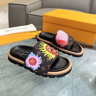 送料無料ルイヴィトン 草間彌生 コラボ サンダル プールピロー フェイス 靴 本物 1ABD8T