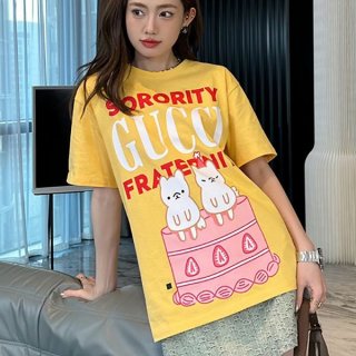 大人気!グッチ Sorority グッチFraternity プリント コピー Tシャツ gum67609 大人気!グッチ Sorority グッチFraternity プリント コピー Tシャツ gum67609