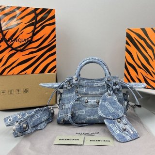 使い勝手良しバレンシアガ BBモノグラム デニム ハンドバッグ 本物 bai78766