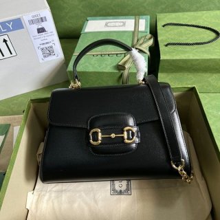 即発送グッチ 本物 [ホースビット1955]グレーレザーハンドバッグ guf22760