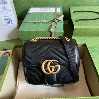 グッチ GGマーモント 本物 キルティングレザー ショルダー バッグ gul48987