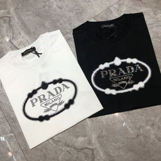 大人気!!新色プラダ ロゴTシャツ 本物 ユニセックス ホワイト ブラック pua92336