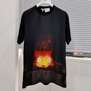 入手困難ロエベ カルシファー Tシャツ 本物 クルーネック loa34810