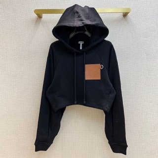 超話題!ロエベ アナグラム クロップド コットン フーディ 本物 lod63199