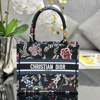 容量大!!ディオール ブックトート 本物 ディオール petites fleurs刺繍 deb77065