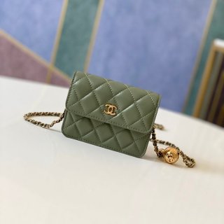 シャネル マトラッセ ショルダーバッグ 本物 グリーン shk11732