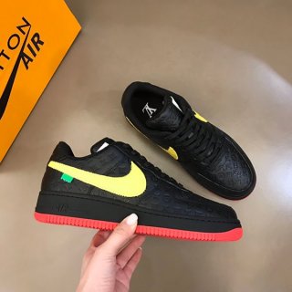 ルイヴィトン × ナイキ 本物 エアフォース1 ロー バイ ヴァージルアブロー "ブラック/イエロー" nap37992