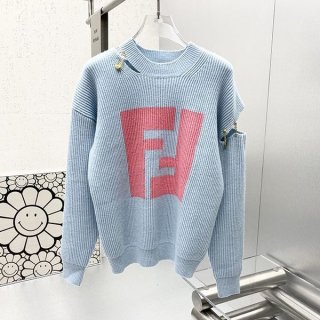 目を惹くカラーフェンディ 本物 フェンダーチェ カットアウト付きセーター 1A03302AB3441V590