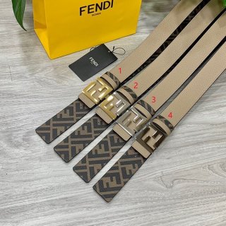 定番 フェンディ グレーレザー ベルト本物 リバーシブル 4.0cm fey24455