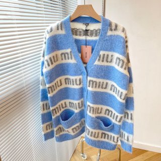目を惹くカラー☆ミュウミュウ セーター 本物☆オーバーサイズロゴモヘアセーター myg99434