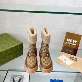 セール新作 お洒落に グッチ もこもこ ショートブーツ 本物 gul68912