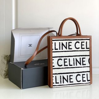 セリーヌ バーティカルカバ 本物 キャバス トート ロゴプリント Cef21854