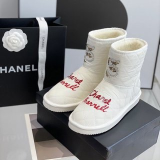 高品質シャネル ホワイト ウール アンクルブーツ 本物 shj48595