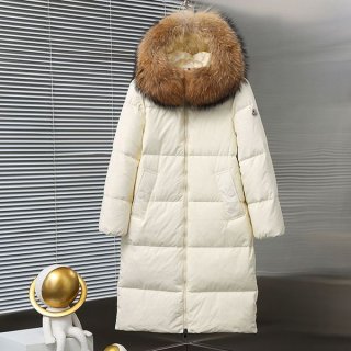 モンクレール ファー付きダウン 本物 ロングスタイル mol12639