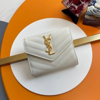 大人気！サンローラン モノグラム 三つ折り財布 本物 ゴールド金具 Saz76375