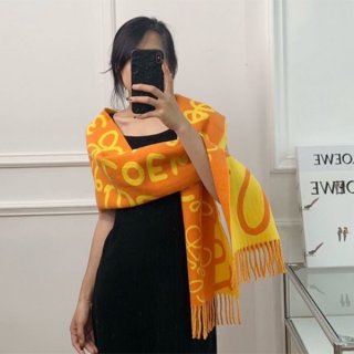 ロエベ 本物 ウール ロゴ マフラー loo32922