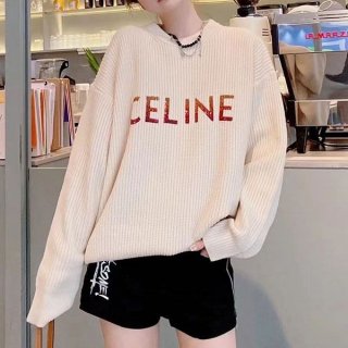 争奪戦 セリーヌ セーター リブ編みウール ロゴ 本物 Cew38086