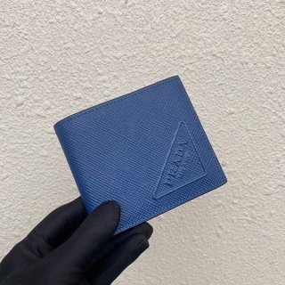 超話題!プラダ 本物 ササフィアーノエンボスレザー 財布 ブルー pud94424