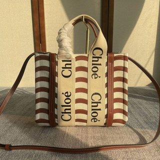 入手困難 クロエ woody 本物★トートバッグ◇キャンバス＆レザー chi78455
