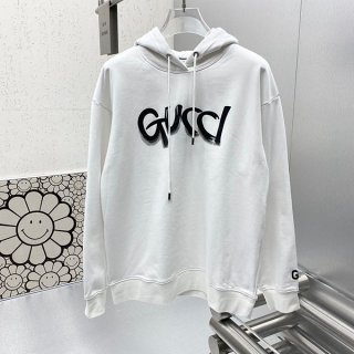 グッチ ロゴ フードパーカー 本物 ホワイト guz48537