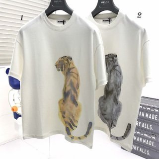 一目惚れジルサンダー 本物 タイガープリントTシャツ アイボリー 2色 Jih95539
