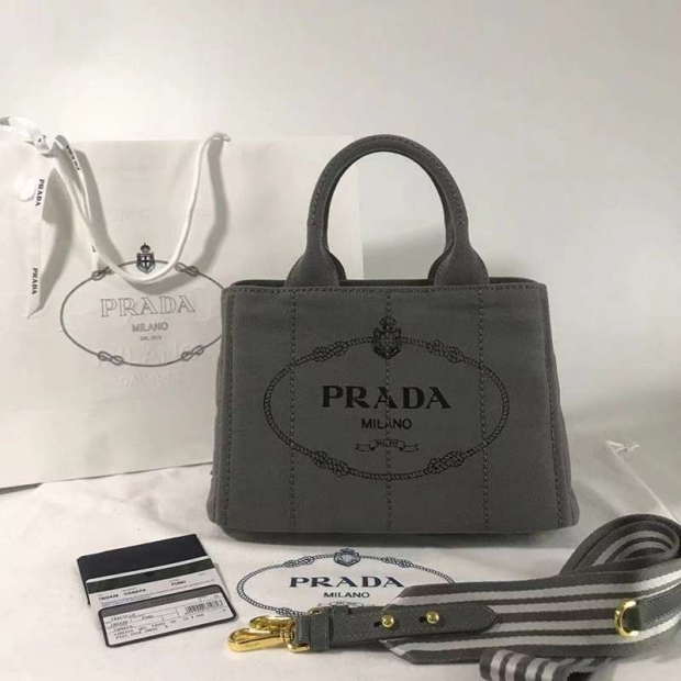 [プラダ] カナパ x レザー トートバッグ本物 / ショッピングバッグ 【追跡付】 puj76372