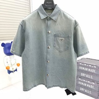 入手困難 プラダ オーガニックデニムシャツ 本物 pus00701