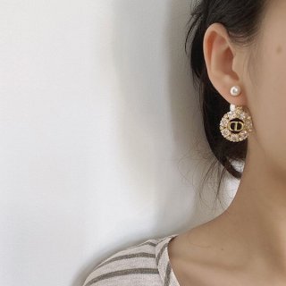 超希少！ディオール CLAIR D LUNE ピアス 本物 メタル & クリスタル dev63180