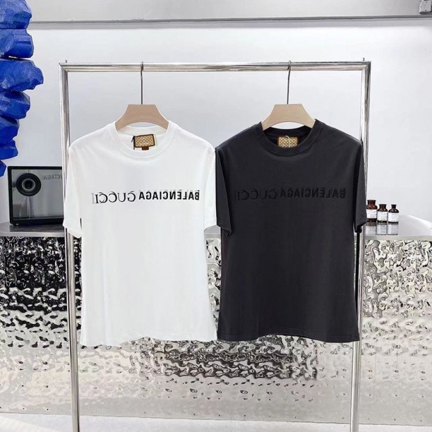 一目惚れグッチ x バレンシアガ 本物 コラボ 半袖Tシャツ gum47234
