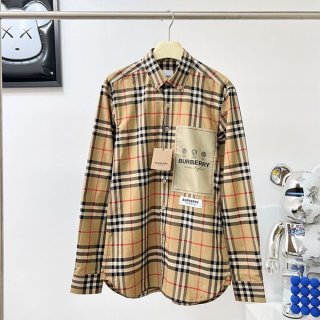 大人気!!新色バーバリー ロゴアップリケ チェック コットン シャツ 本物 80574611