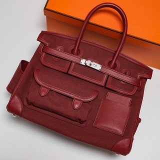 目を惹くカラー★エルメス バーキン カーゴ 本物 35cm トワルアッシュ×スイフト erx54660
