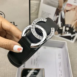 春もの新作シャネル カーフスキン ベルト 本物 30mm メタル & ストラス shj98235