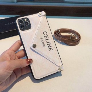 送料込【セリーヌ 本物】NEWストラップ付き iPhone 11/12 Pro ケース Cep38164