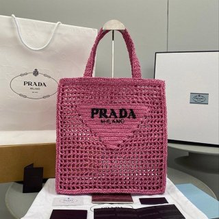 春夏新作プラダ ラフィア トートバッグ 本物 puv77509