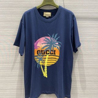 完売必至【グッチ】パームツリー コットン ジャージー Tシャツ 本物 gui88097
