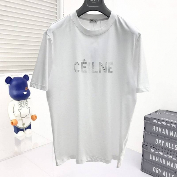 大人気！セリーヌ ルーズ Tシャツ 本物 コットン ホワイト Cek79458