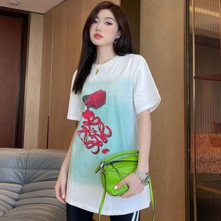 人気No1ロエベ マルチカラー グラフィック コットン Tシャツ 本物 lod79186