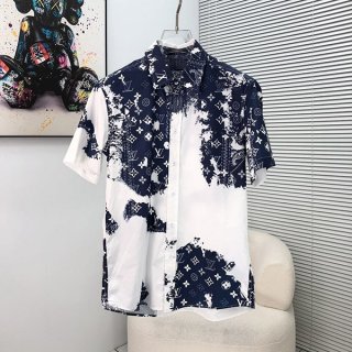 希少色ルイヴィトン 本物 モノグラムバンダナ ショートスリーブシャツ vuz28788